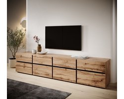 Meubella - TV-Meubel Cainan - Eiken - Zwart - 225 cm