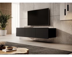 Meubella - TV-Meubel Calabas - Mat Zwart - 150 cm