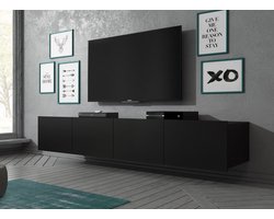 Meubella - TV-Meubel Calgary - Mat Zwart - 200 cm (2x 100) - Staand of Hangend
