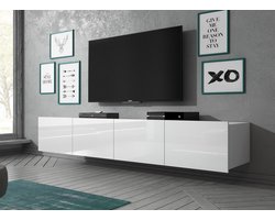 Meubella - TV-Meubel Calgary - Wit - 200 cm - Hangend of staand