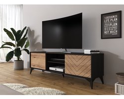 Meubella - TV-Meubel Dolores - Eiken - Zwart - 153 cm