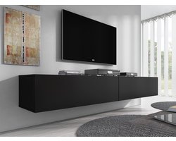 Meubella - TV-Meubel Flame - Mat Zwart - 200 cm