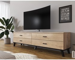 Meubella - TV-Meubel Jenny - Eiken - Zwart - 181 cm