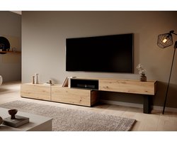 Meubella - TV-Meubel Kandelo - Eiken - Zwart - 240 cm