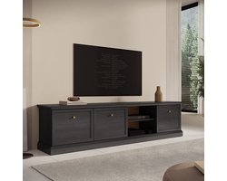 Meubella - TV-Meubel Leroy - Zwart eiken - 206 cm