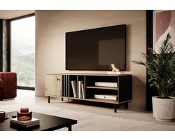 Meubella - TV-Meubel Marcos - Eiken - Antraciet - 138 cm