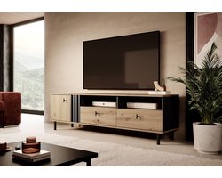 Meubella - TV-Meubel Marcos - Eiken - Antraciet - 165 cm