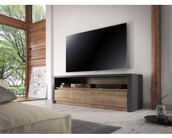 Meubella - TV-Meubel Monaco - Eiken - Grijs - 130 cm