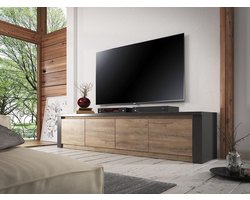 Meubella - TV-Meubel Monaco - Eiken - Grijs - 4 deuren - 170 cm