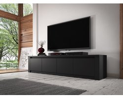 Meubella - TV-Meubel Monaco - Mat Zwart - 4 deuren - 170 cm