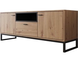Meubella - TV-Meubel Ozzy - Eiken - Zwart - 135 cm