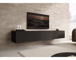 Meubella - TV-Meubel Palm - Mat zwart - 200 cm