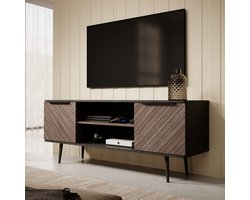 Meubella - TV-Meubel Pedro - Donker eiken - Zwart eiken - 150 cm