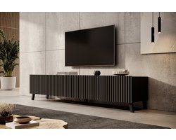 Meubella - TV-Meubel Pepinos 2 - Mat zwart - 200 cm