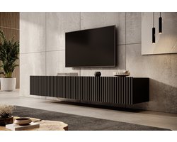 Meubella - TV-Meubel Pepinos - Mat zwart - 200 cm