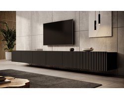 Meubella - TV-Meubel Pepinos - Mat zwart - 300 cm