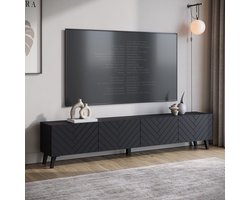 Meubella - TV-Meubel Pulse - Zwart visgraat - 190 cm