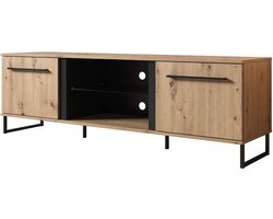 Meubella - TV-Meubel Saturn - Eiken - Zwart - 170 cm