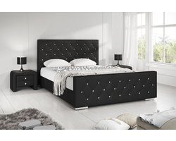Meubella - Tweepersoonsbed Aventura Diamond - Zwart - 140x200 cm