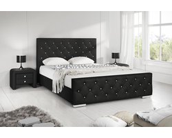 Meubella - Tweepersoonsbed Aventura Diamond - Zwart - 180x200 cm