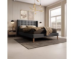 Meubella - Tweepersoonsbed Christ - Grijs - 140x200