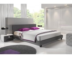 Meubella - Tweepersoonsbed George - Grijs - Stof - 140x200 cm