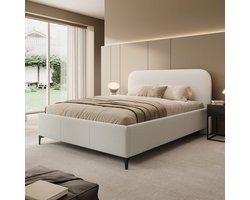 Meubella - Tweepersoonsbed Helsink - Beige - Teddystof - 160x200 cm
