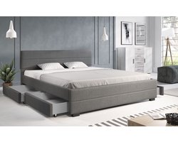 Meubella - Tweepersoonsbed Loox - Grijs - 180x200 cm