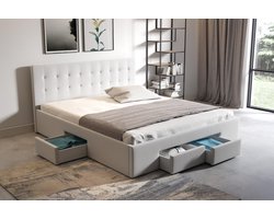 Meubella - Tweepersoonsbed Milo - Wit - 140x200 cm