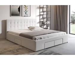 Meubella - Tweepersoonsbed Milo - Wit - 160x200 cm