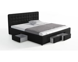 Meubella - Tweepersoonsbed Milo - Zwart - 180x200 cm