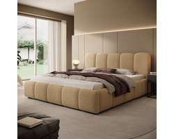 Meubella - Tweepersoonsbed Nolena - Beige stof - 180x200 cm