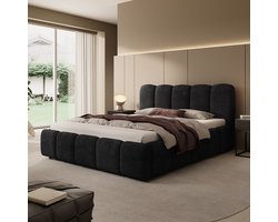 Meubella - Tweepersoonsbed Nolena - Zwart velvet - 160x200 cm