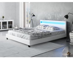 Meubella - Tweepersoonsbed Paris - Wit - 140x200 cm