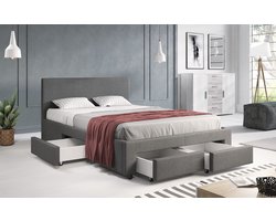 Meubella - Tweepersoonsbed Suente - Grijs - 140x200 cm