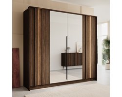 Meubella - Umbra - Kledingkast 4 deurs - Donker eiken - 223x60x210 cm