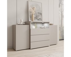 Meubella - Universal - Dressoir met LED - Beige - 150x39x81 cm
