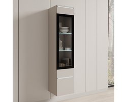 Meubella - Variety - Vitrinekast met LED - Beige - 30x33x130 cm