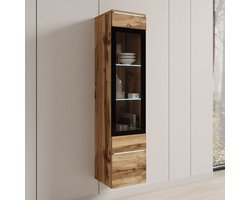 Meubella - Variety - Vitrinekast met LED - Eikenpatroon - 30x33x130