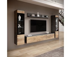 Meubella - Variety - Wandmeubel - Eiken/Grijs - 180x33x32 cm