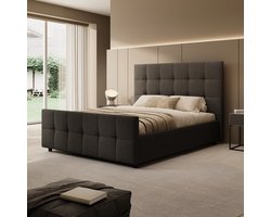Meubella - Verano - Tweepersoonsbed - Stof zwart - 160x200 cm