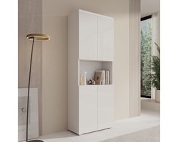 Meubella - Verity - Boekenkast met LED - Wit - 68x33x182 cm