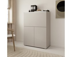 Meubella - Verity - Bureau uitklapbaar met LED - Beige - 90x42x125 cm
