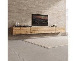 Meubella - Verity - TV-Meubel met LED - Eikenpatroon - 300x33x32 cm