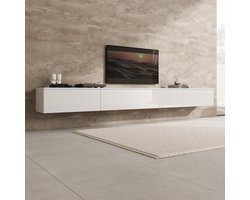 Meubella - Verity - TV-Meubel met LED - Wit hoogglans - 300x33x32 cm