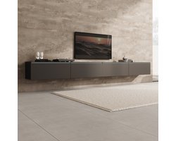 Meubella - Verity - TV-Meubel met LED - Zwart - 300x33x32 cm