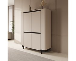 Meubella - Vexon - Dressoir - Beige/Zwart - 130x45x161 cm