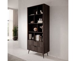 Meubella - Victoria - Boekenkast - Donker eiken - 88x38x194 cm