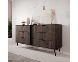 Meubella - Victoria - Ladekast - Donker eiken - 163x38x81 cm