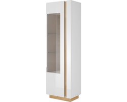 Meubella - Vitrinekast Ashley - Wit - Eiken - 60 cm